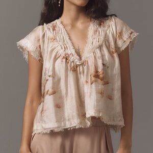 Anthropologie Smocked Blouse